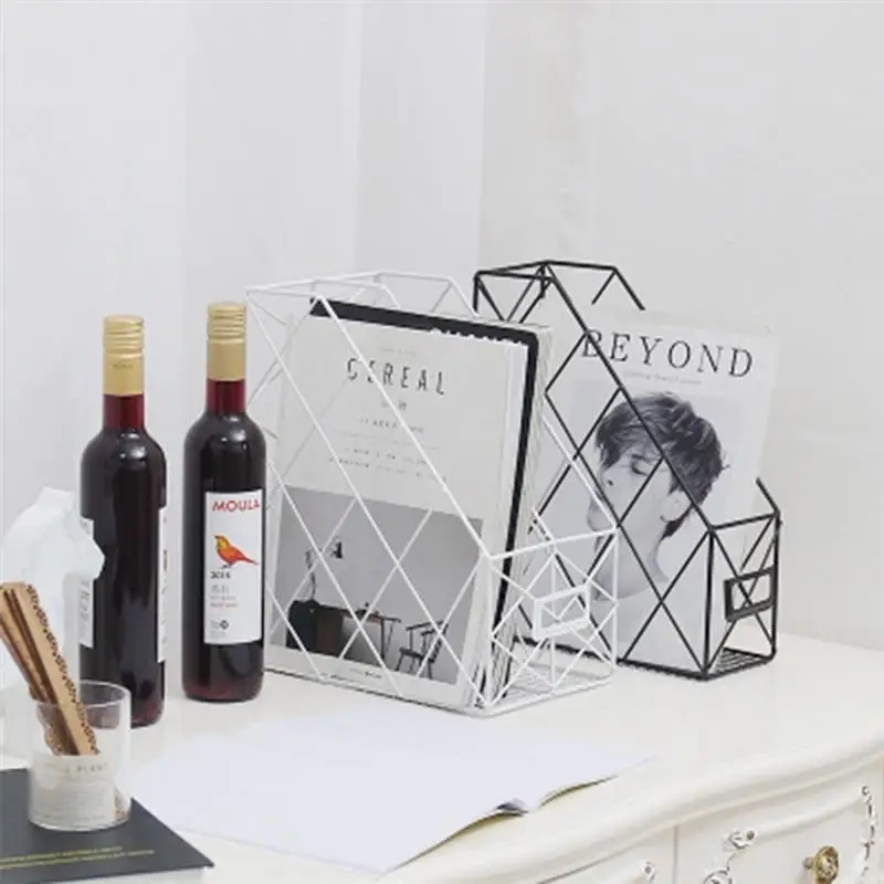 

Iron File Storage Rack Desktop Magazine Books Shelf Basket Office Storage Box