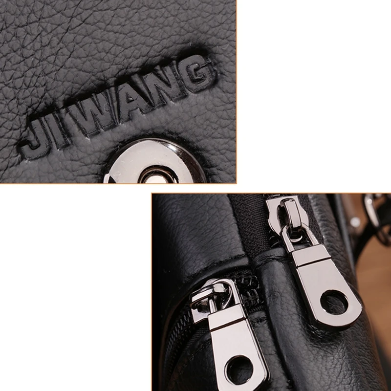 

JIWANG Leather Men's Belt Bag Mini Shoulder Messenger Bag Fashion Belt Bag Mobile Wallet Belt