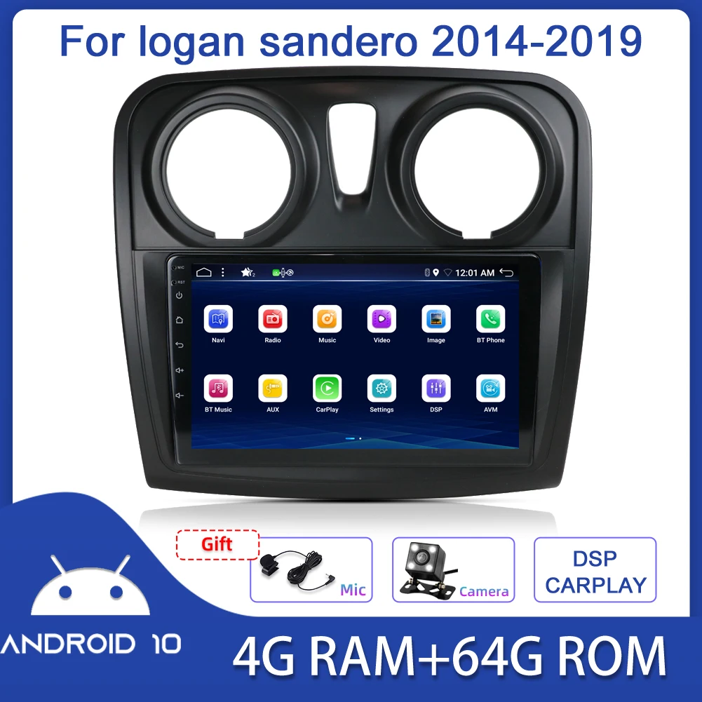 Автомагнитола Bosion для Dacia Logan 2 2012-2019 Sandero 2014-2019 Android 10 мультимедийный видеоплеер с