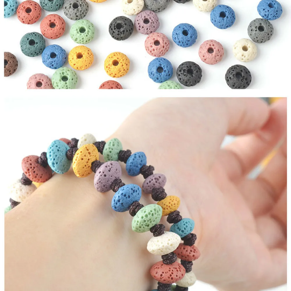 Бусины Из Натуральной вулканической скалы с большим отверстием цветные бусины
