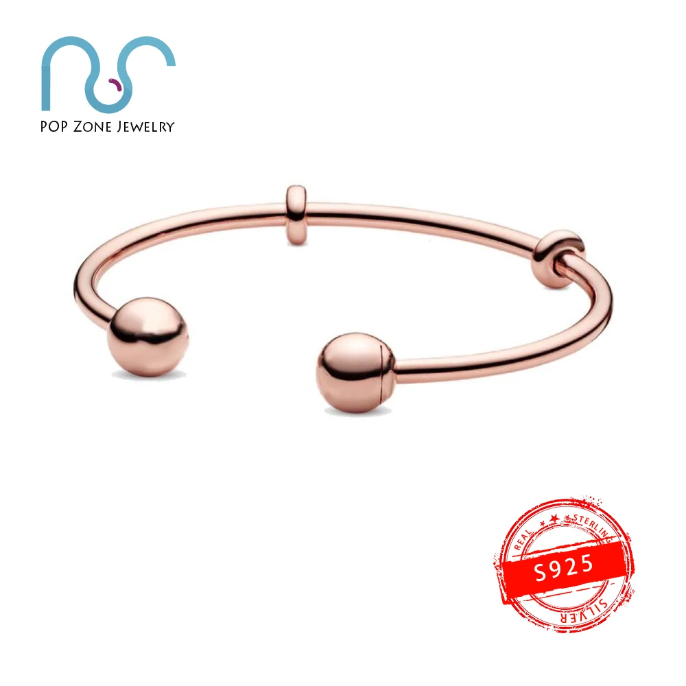 

Fit Original Pan Charm Bangle S925 Sterling Silver Bangle Rose Gold Open Bangle Classic Design Female Brand New Limit Jewelry