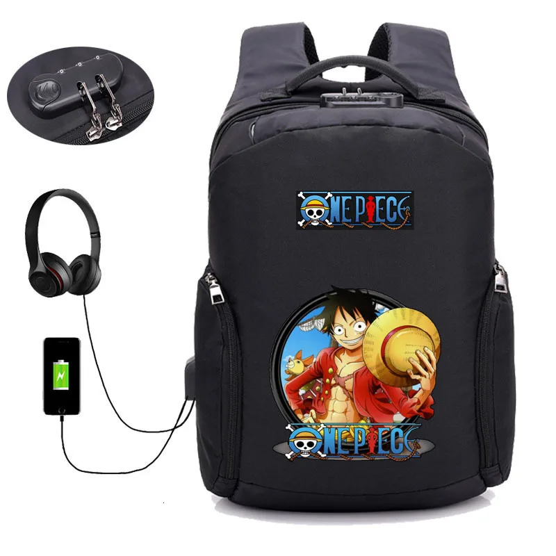 

USB Charge Anti Theft Backpack anime One Piece backpack Cosplay Backpack Teenagers Student book Bags Boys Girls Travel Rucksack