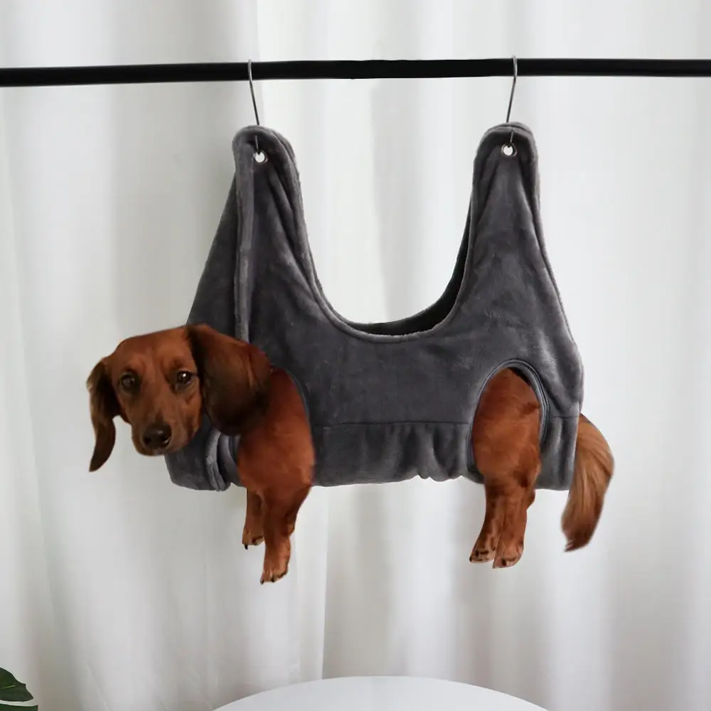 

Dog Cat Hammock Helper Soft Flannel Pet Grooming Hammocks Restraint Bag Harness For Nail Clip Trimming Bathing With 2 Hook
