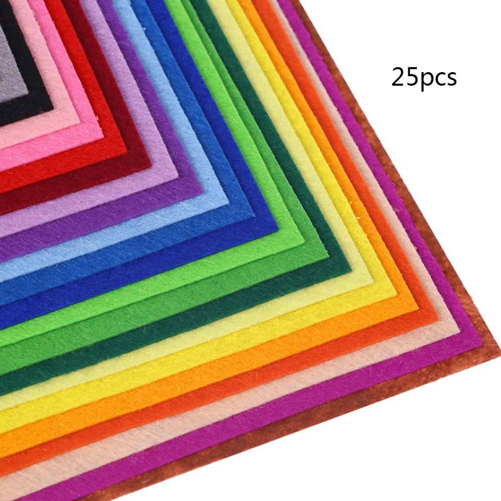 25 шт. мягкие фетровые нетканые ткани для рукоделия лоскутного шитья квадраты