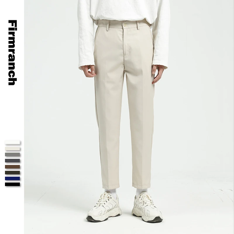 

Новинка 2021, однотонные брюки-карандаш firmранчо для мужчин и женщин, прямые брюки для похудения, повседневные Костюмные брюки в японском и корейском стиле