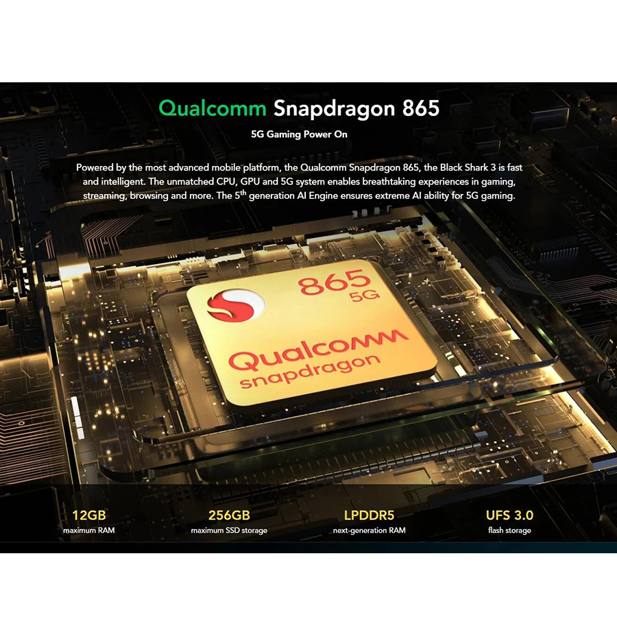 Глобальная версия Xiaomi Черная Акула 3 5G игровой смартфон 8 ГБ 128 6 67 &quotSnapdragon 865 64MP 65