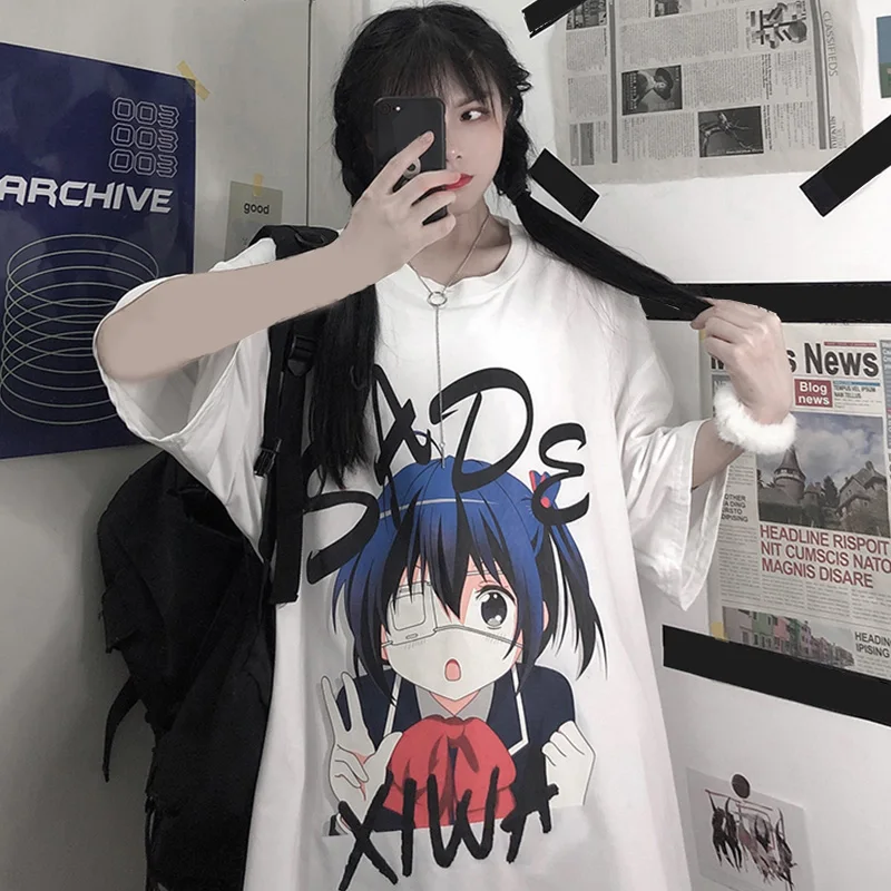 

Summer Sale Anime T-Shirt Unisex Alt Hip Hop Aesthetic Grunge Harajuku clothes Black Woman's Tee Gothic vintage Streetwear 2021