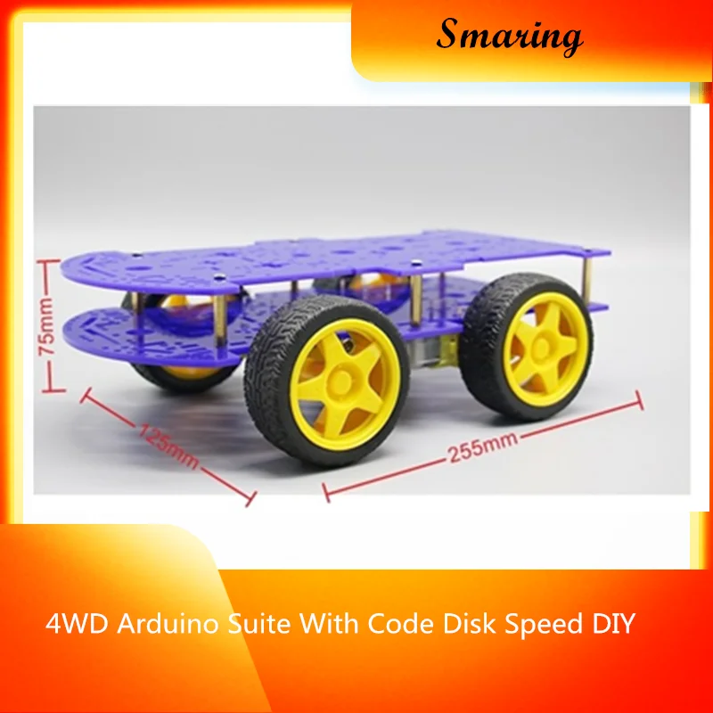 

Умный автомобильный комплект интеллектуальное автомобильное шасси 4WD, комплект Arduino с кодовым диском, скоростная игрушка «сделай сам» с дистанционным управлением и 4 моторными колесами
