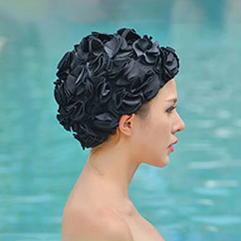 Женская шапочка для плавания с цветами водонепроницаемая летняя в бассейне