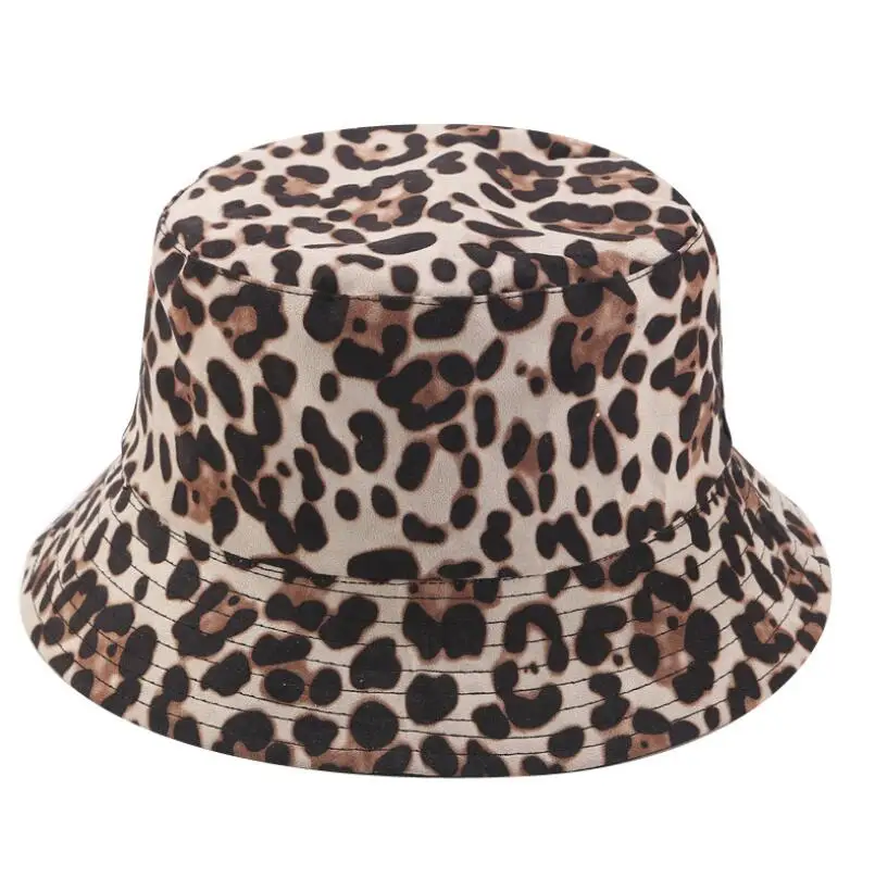 Панама Двусторонняя леопардовая для мужчин и женщин шляпа рыбака модная шапка