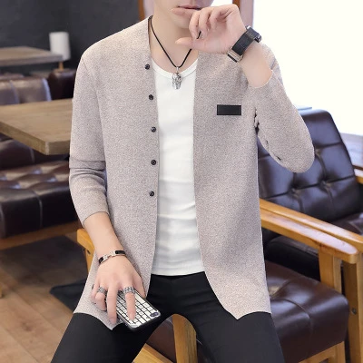 

2019 Autumn New Men's Slim Fit Cardigans Sweater Male Solid Color Long Sleeve Cardigan Sweatercoat Casual Knitted Outerwear 3XL