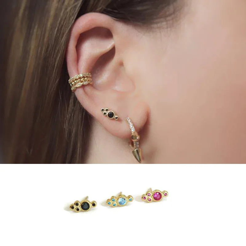 Лидер продаж 2019 знаменитые круглые мини серьги гвоздики из серебра 925 пробы с