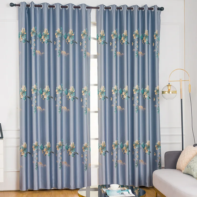 

European Floral Embroidered Blackout Curtains for Living Room Thermal Insulated Jacquard Villa French Window Drapes JS329D