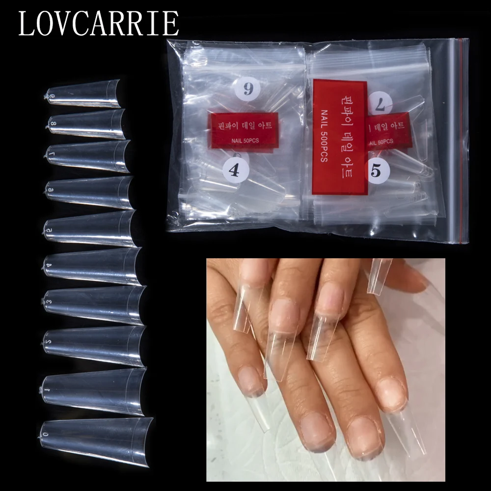 500 фальшивые ногти стилет гроб накладные французский полузакрытый наконечник