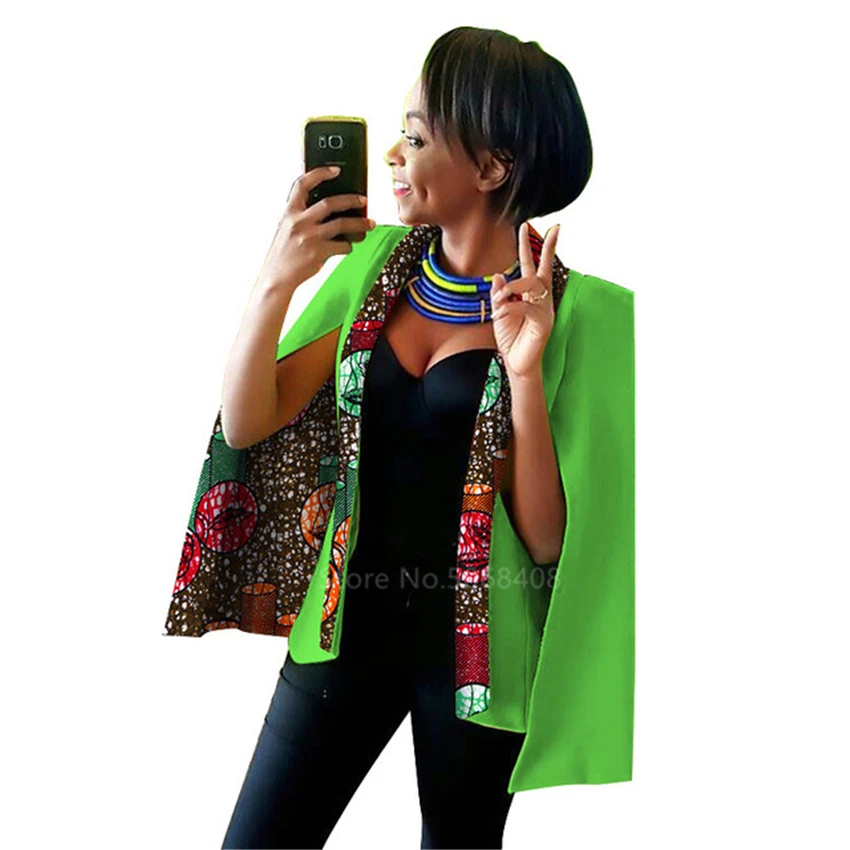 

2020 African Wax Farbic Traditional Dashiki Dress Printed Suit Top Women Party Shawl Split Suit Top Riche Design Bazin Clothes