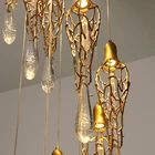 Современная латунная хрустальная люстра, светильник, медный подвесной светильник, роскошные стеклянные капли, люстра, светильник для ресторана