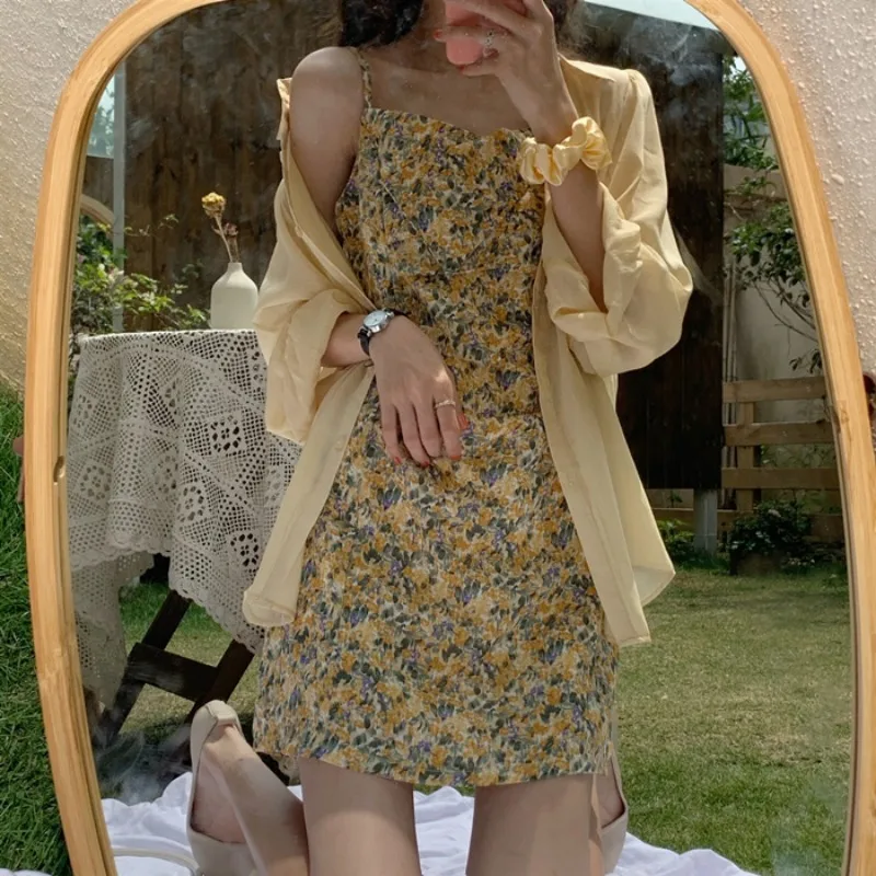 Женское Цветочное платье Новинка лета 2021 французское милое молодежное