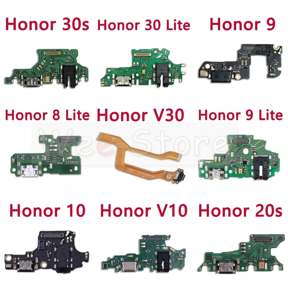 

USB Charger Board Port Connector Mic PCB Dock Charging Flex Cable For Huawei Honor View 9 9i 9x 10 20 20i 20s 30 30s Lite Pro