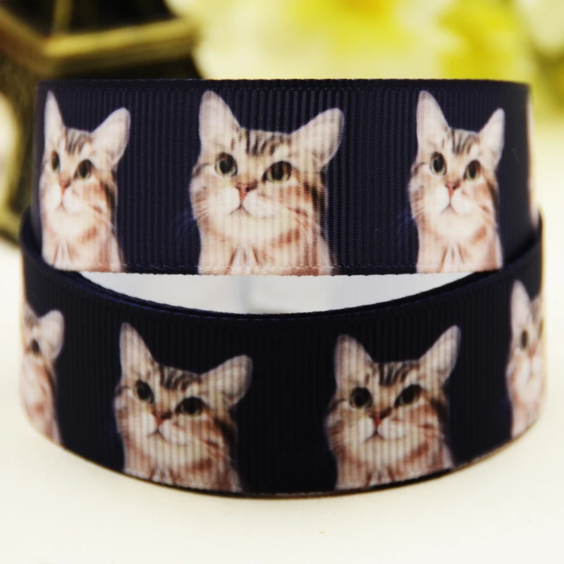 

22mm 25mm 38mm 75mm Cat Cartoon printed Grosgrain Ribbon party decoration 10 Yards X-03421