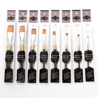 1pc high quality nylon hair flat artist brush silver black copper tube wood hand for watercolor gouache acrylic oil painting