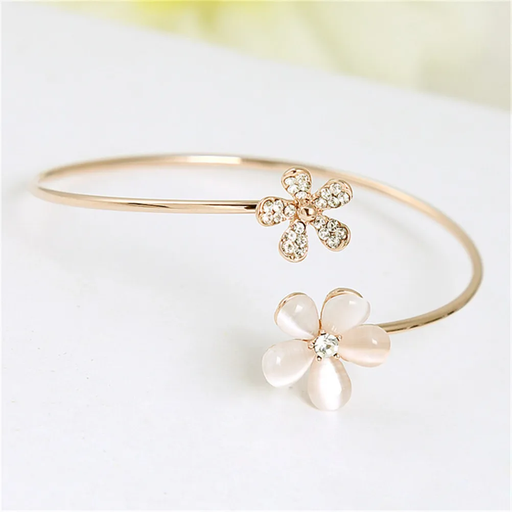 Модные Кристаллы в форме цветов браслет с манжетами для женщин и девочек