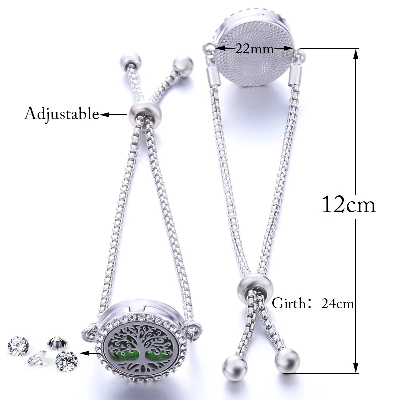 Женский браслет из нержавеющей стали с кристаллами и диффузором эфирного