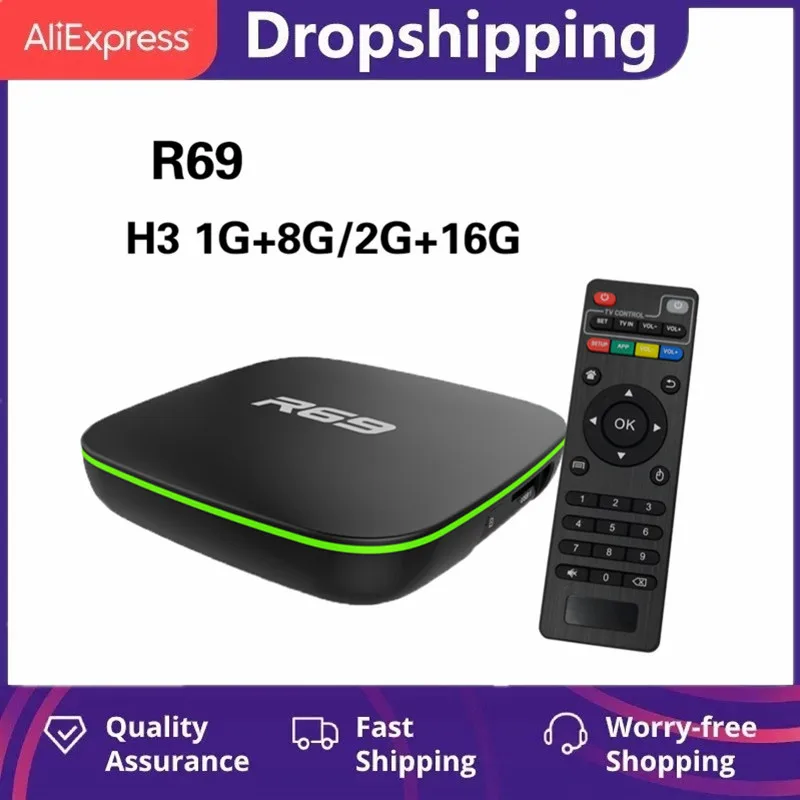 

R69 Android 10.0 Smart TV Box Voice Assistant 4K Quad-Core 2.4G Wifi Set Top Box 1080P Support 3D Movie Media Player Set Top Box