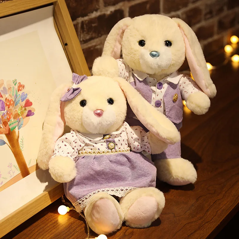 

New Kawaii Couple Dressing Rabbit&Teddy Bear Plush Toys Dolls Stuffed Toy Kids Baby Children Girl Nice Birthday Christmas Gift