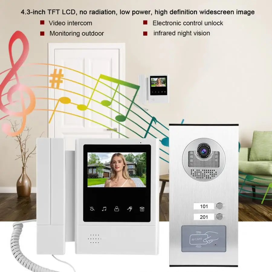 ЖК монитор домофон камера видеодомофон дверной звонок 2 единицы 110 240 В