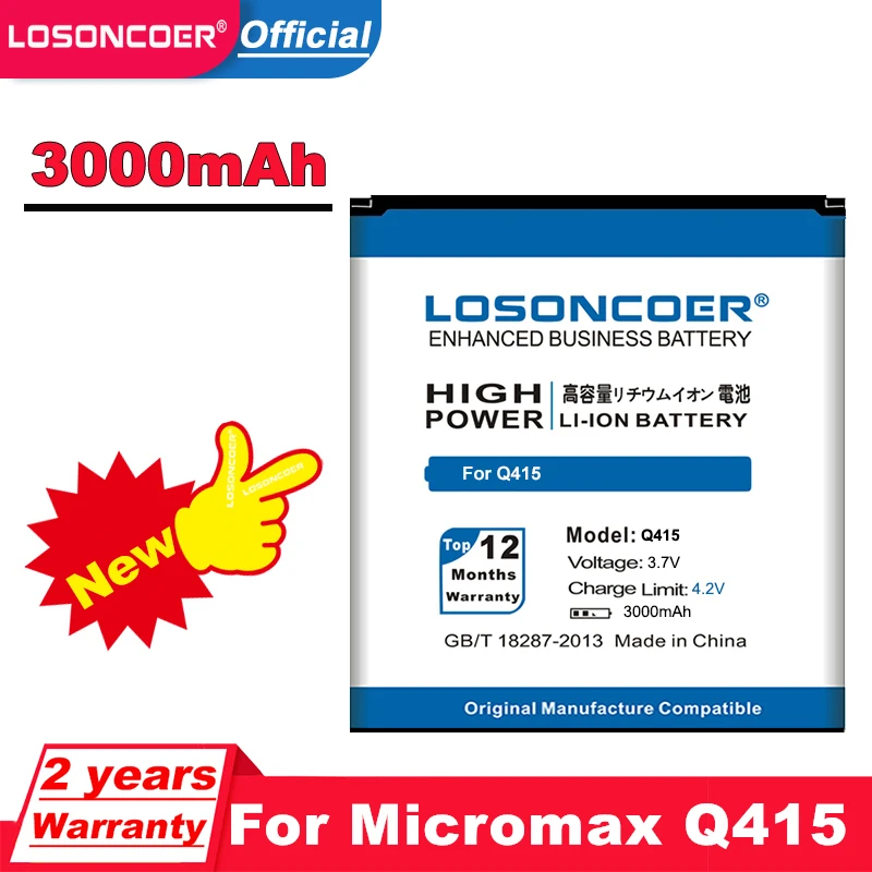 Аккумулятор LOSONCOER 3000 мАч для Micromax Q415 аккумулятор 4G с номером