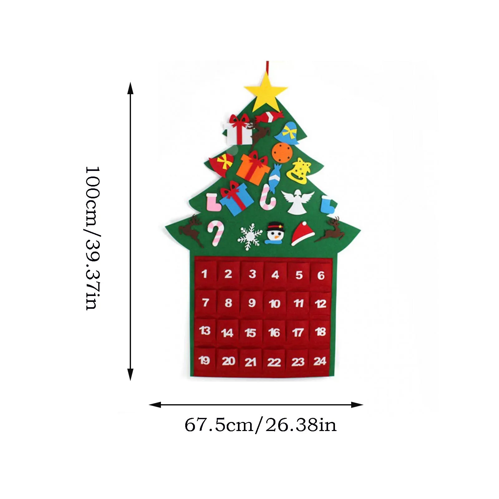 Christmas Advent Calendar 2021 Wall Hanging Santa Felt Tree with 24 Days Pockets Xmas Countdown Gifts | Дом и сад