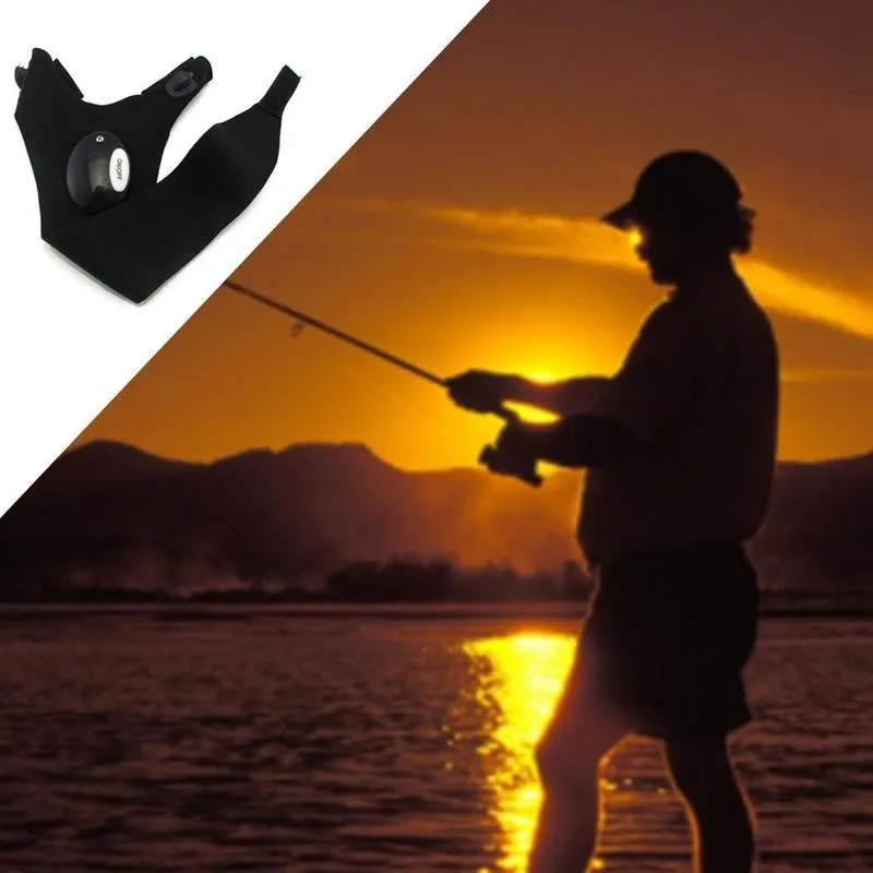 

Night Light Waterproof Fishing Gloves with LED Flashlight Rescue Tools Outdoor Gear Cycling Practical Durable Fingerless Gloves