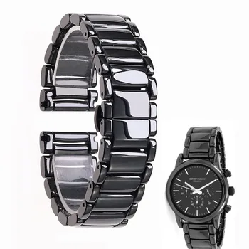 22mm black high-grade bright ceramic strap bracelet watchbands for Armani watch AR1507 AR1509 AR1499 ceramic watch