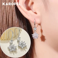 2021 new cubic zirconia flower drop earrings for women bride gorgeous bridesmaid brincos wedding jewelry girl gift
