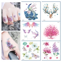 24 kinds glitter powder tattoo disposable temporary body sticker gradient color 3d butterfly peacock unicorn tatouage temporaire