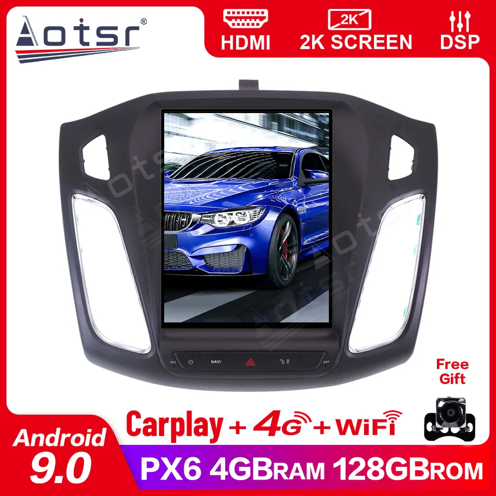 Экран Tesla Android 9 0 4 + 128G для Ford Focus 2013 - 2017 Автомобильный мультимедийный