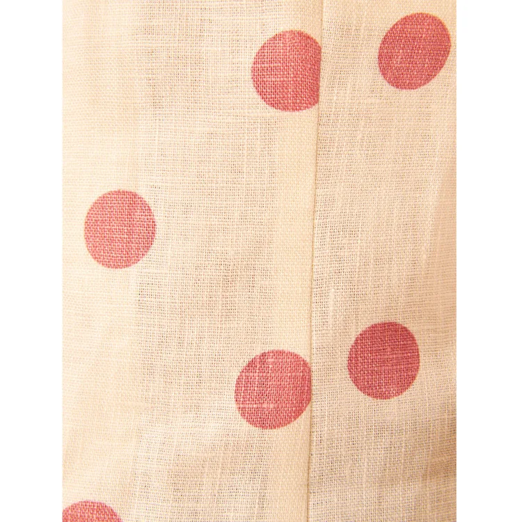 

Polka Dot V-neck Women Linen Blouse 2020 New Summer Slim Retro lady Single-breasted Slim Waist Puff Sleeve Shirt and Top Clothes