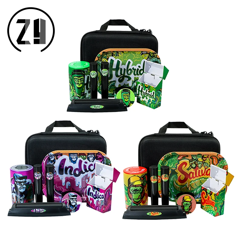 

Tobacco Kit Weed Rolling Tray Metal Herb Grinder Airtight Container King Size Rolling Machine Set