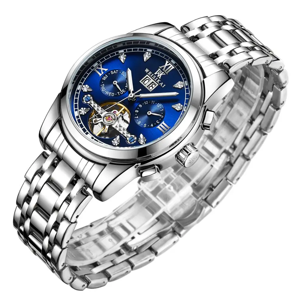Relogio Masculino Механические часы для мужчин Топ люксовый бренд WEISIKAI Tourbillon Новая мода