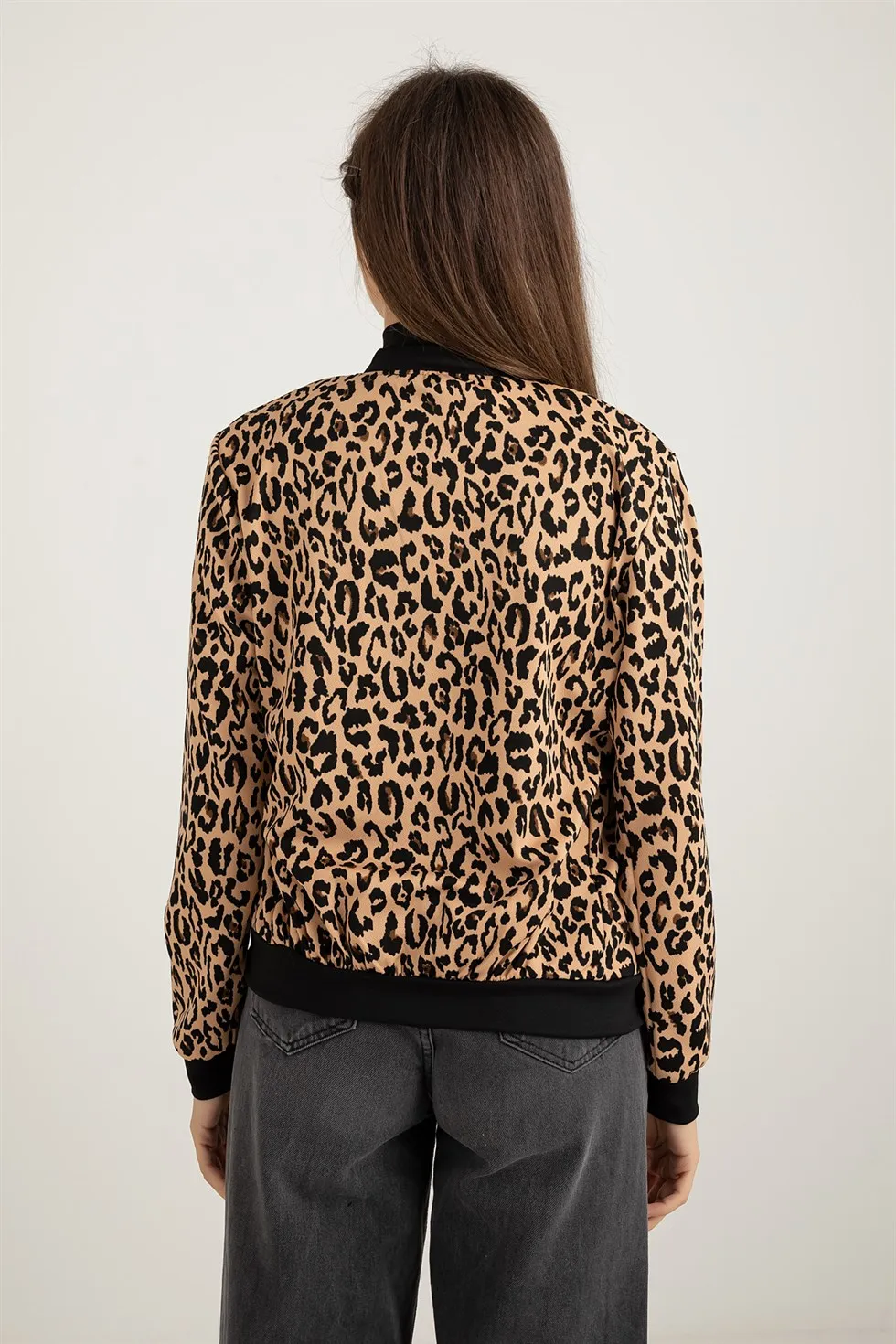 

Leopard Pattern Zipper Sweat - VZON