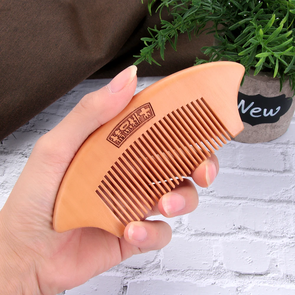 Горячая 1 шт. натуральная расческа из персикового дерева Антистатическая