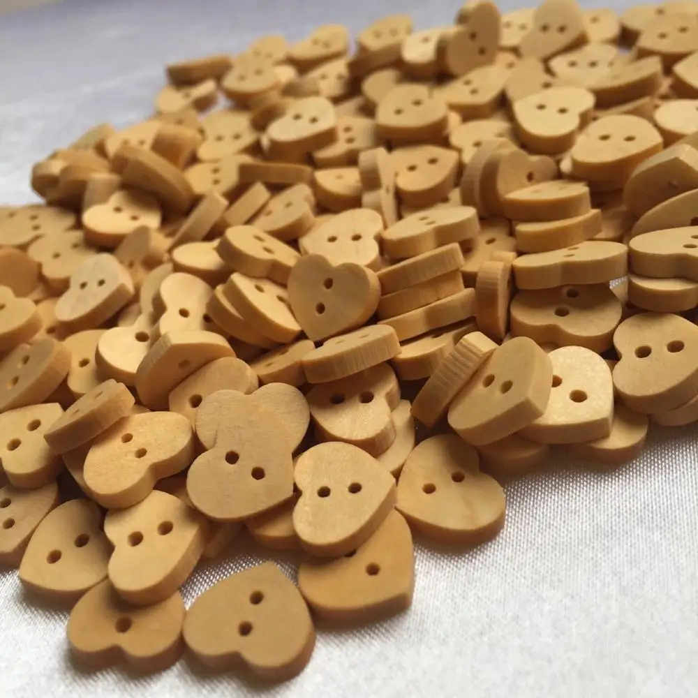 100 шт./компл. натуральный для пришивания пуговиц Корабль сердце деревянные
