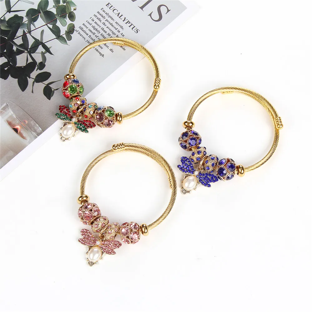 Женский браслет-талисман в виде стрекозы из нержавеющей стали | Украшения и