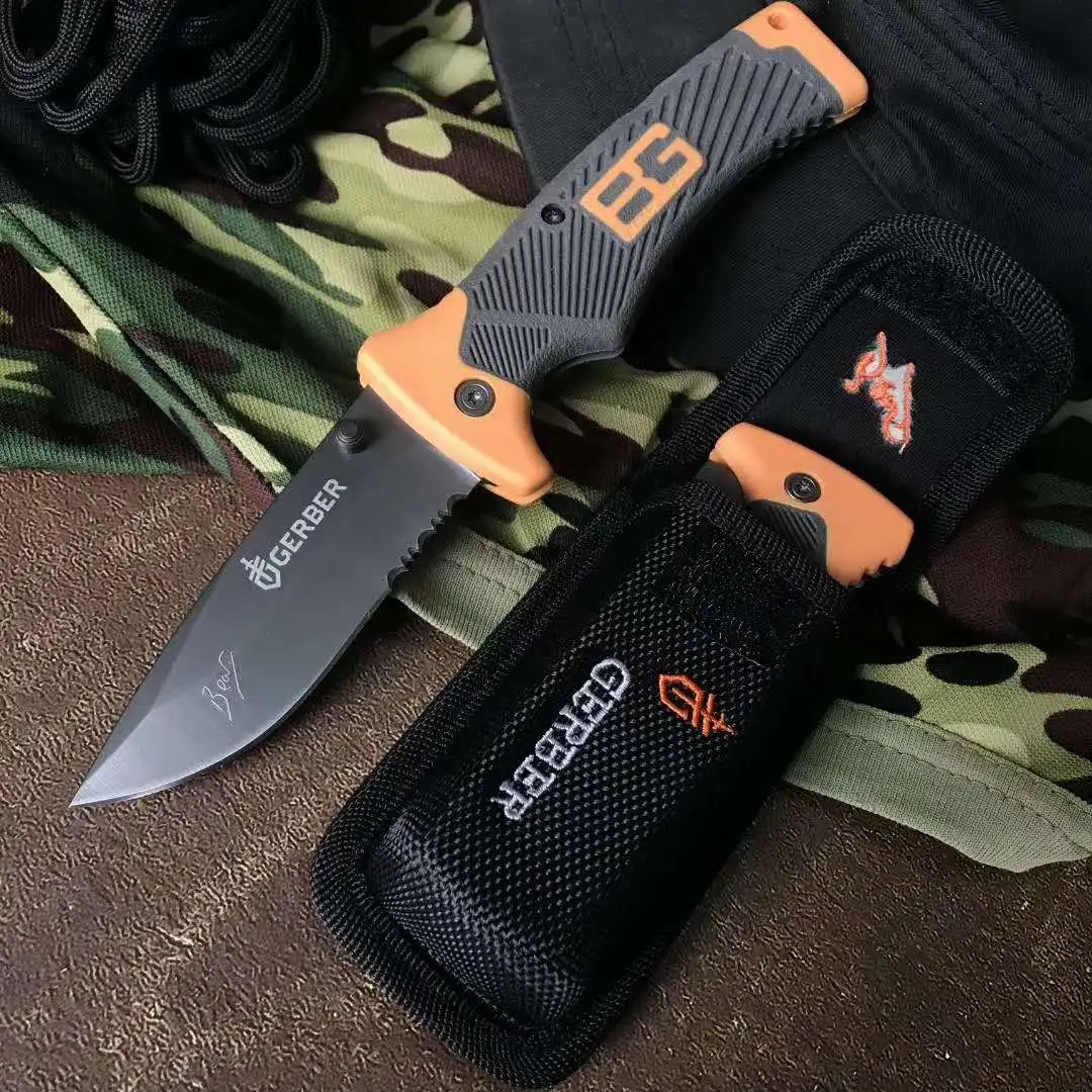 

New Gerber Folding Knife 7CR17Mov ABS Handle Tactical Camping Survival Combat Pocket Knives EDC Hunting Multi Tool Knife Sheath