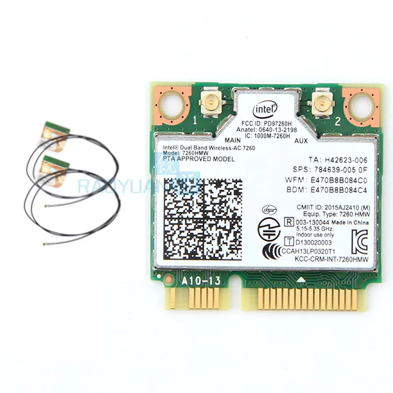 Для intel Dual Band Wireless-AC7260 7260HMW 7260AC half Mini PCIe BT4.0 беспроводная карта SPS:710661-001 для HP EliteBook840