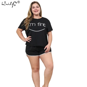 Пижамный комплект Женский XL-4XL с коротким рукавом, одежда для сна, одежда для сна, домашний пижамный комплект, мультяшный пижамный комплект, весна-лето