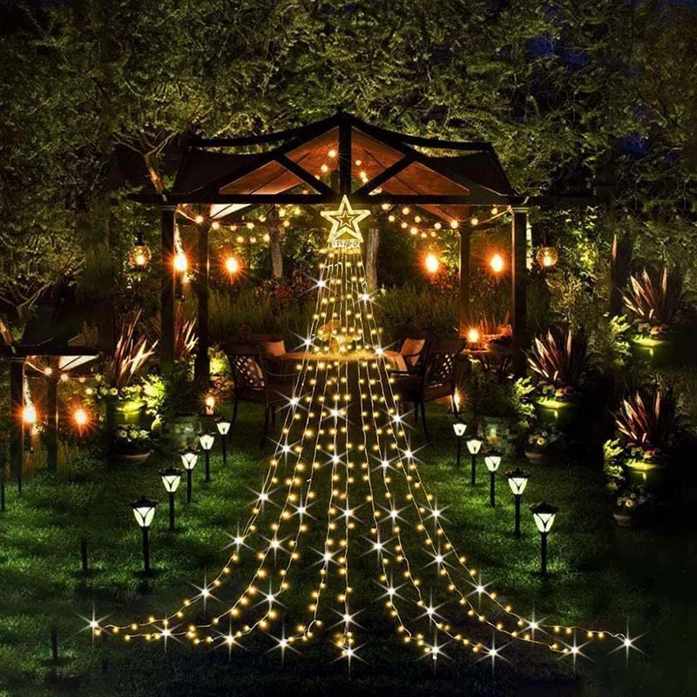 

350 LED Star String Light Waterfall Christmas Decorations Light for Indoor Outdoor Wedding Yard Party Home Holiday Decoration