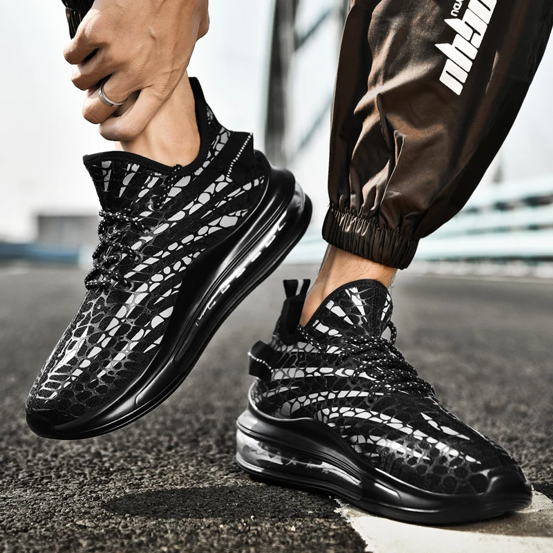 

Прямая поставка, мужская обувь, повседневная Летняя обувь с воздушной подушкой, модные мужские кроссовки Erkek I, Повседневная дышащая черная ...