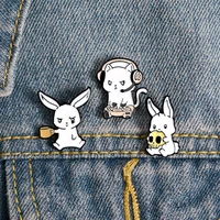 new creative interesting little white rabbit brooch animal rabbit metal shirt badge jewelry korean cartoon cute enamel pins