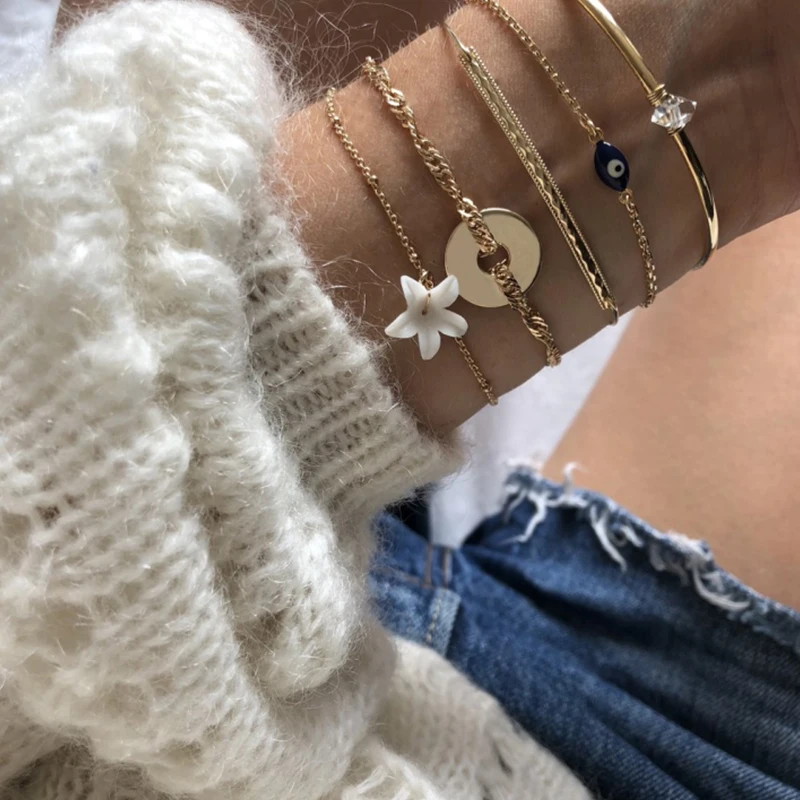 5 шт. многослойный браслет в стиле Бохо|Браслеты с шармами| |